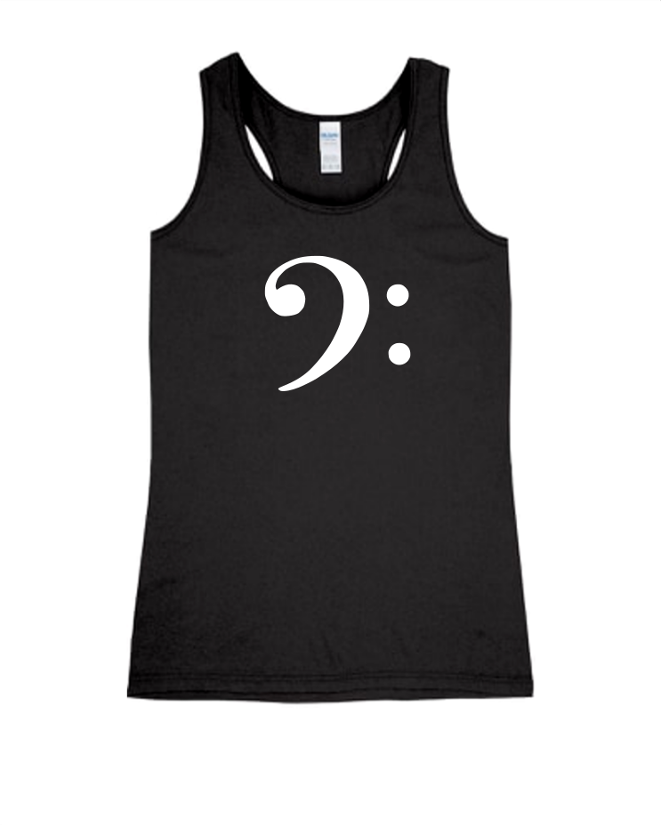 Bass Clef - Ladies Tank Top, Color: Black