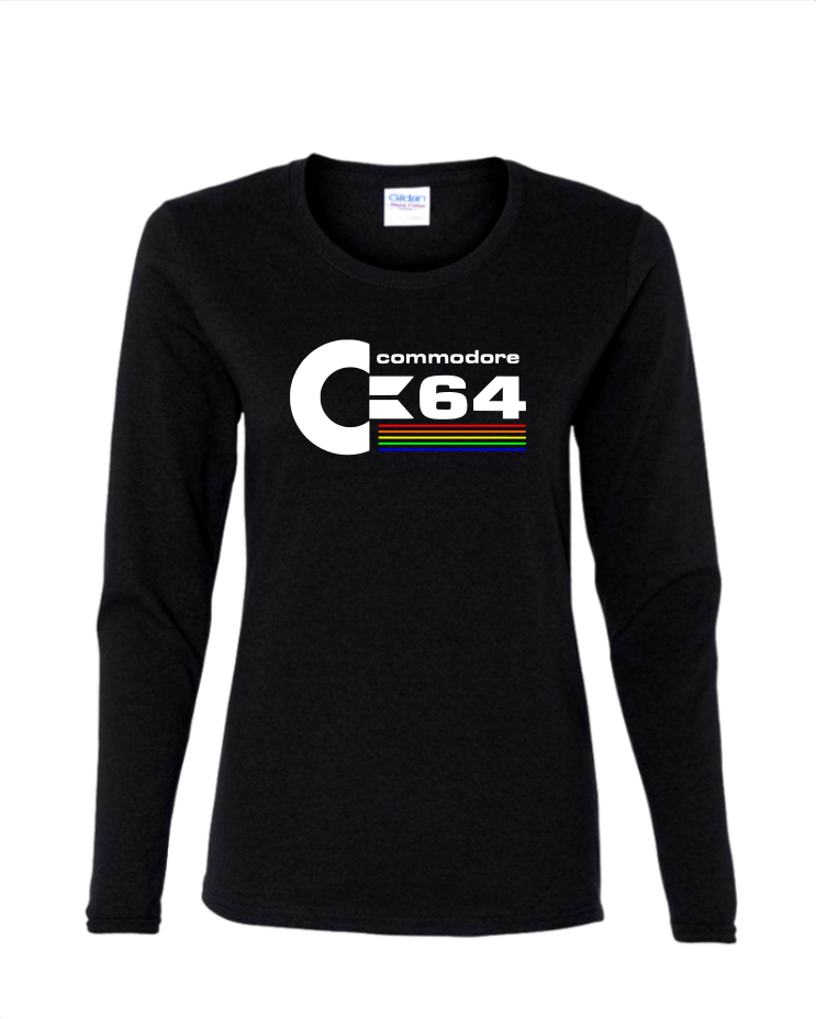 Commodore 64  - Ladies Long Sleeve, Color: Black