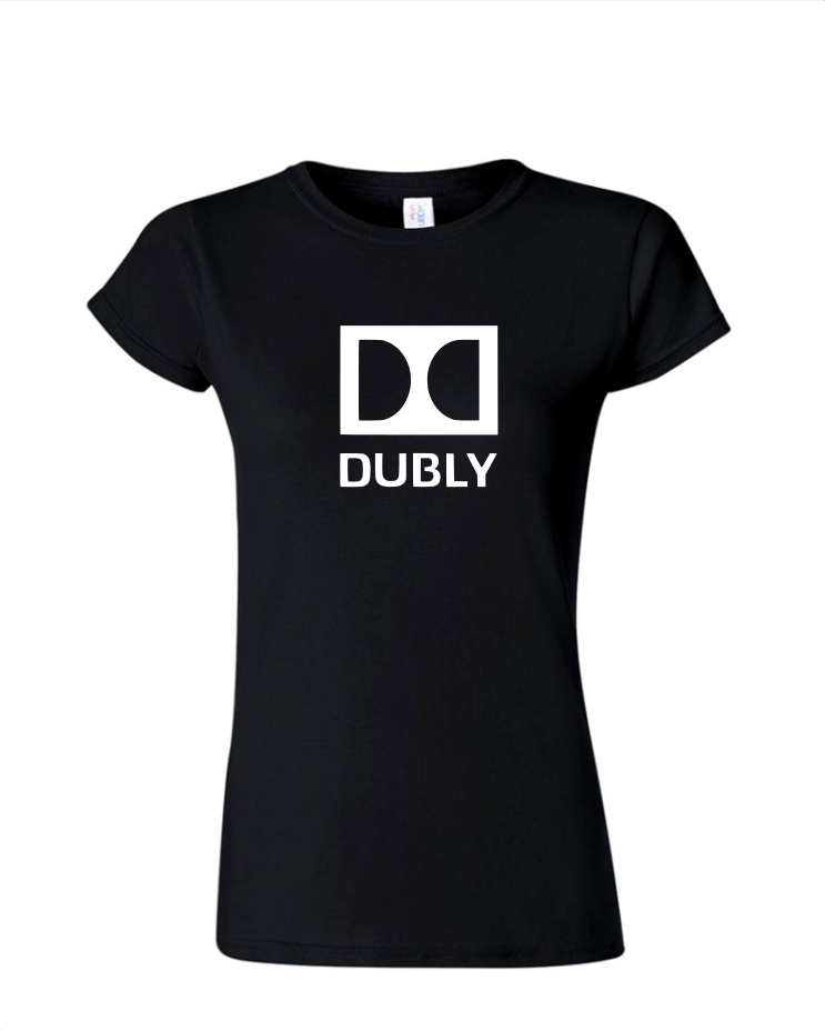 Dubly - Ladies Tee/V Neck, Style: Ladies Fitted Softstyle T-Shirt (Black)