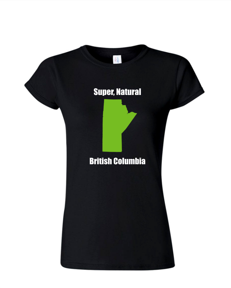 British Columbia - Ladies Tee/V Neck, Style: Ladies Fitted Softstyle T-Shirt (Black)