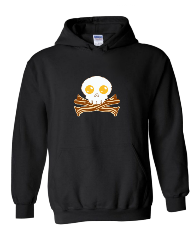 Bacon Skull - Unisex Hoodie, Colour: Black