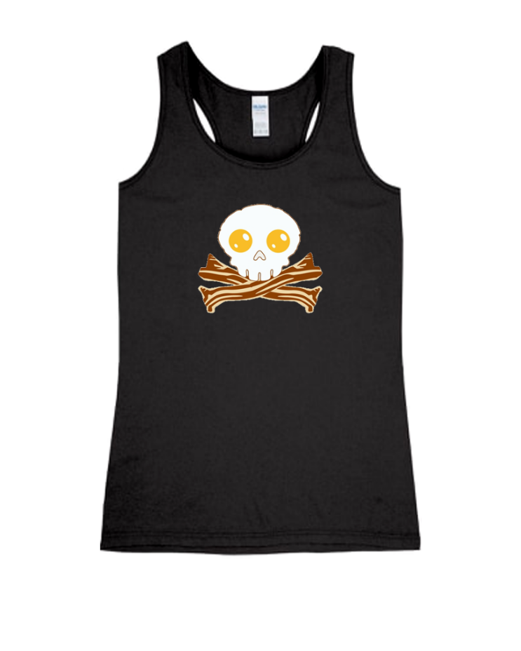 Bacon Skull - Ladies Tank Top, Colour: Black