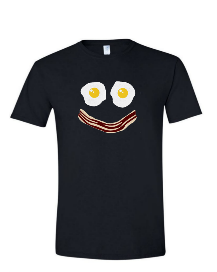 Bacon Egg Smile - (Mens/Ladies Shirt), Style: Mens Softstyle T-Shirt, Colour: Black