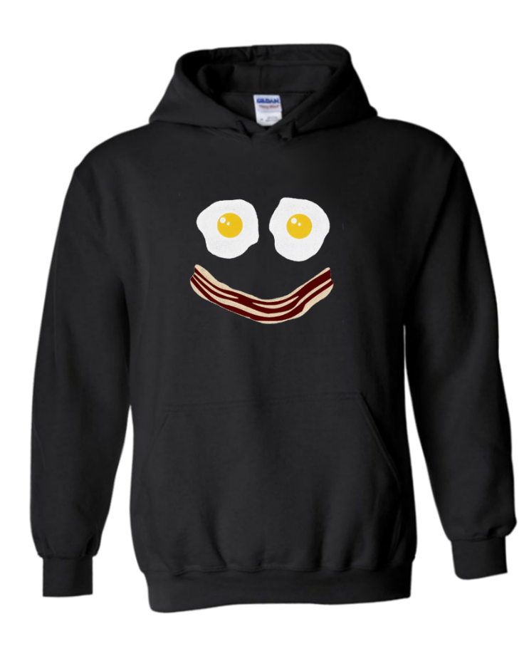 Bacon Egg Smile - Unisex Hoodie, Colour: Black