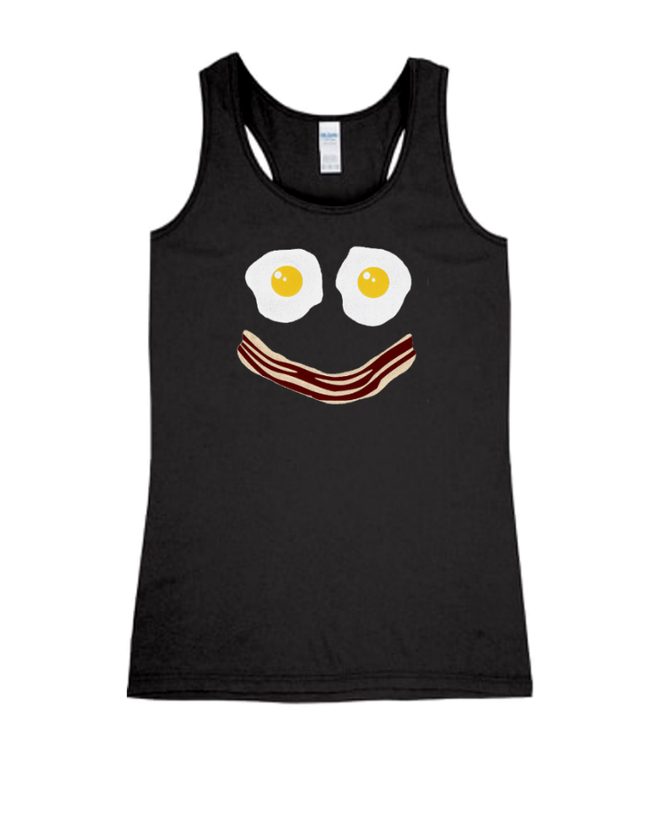 Bacon Egg Smile - Ladies Tank Top, Colour: Black