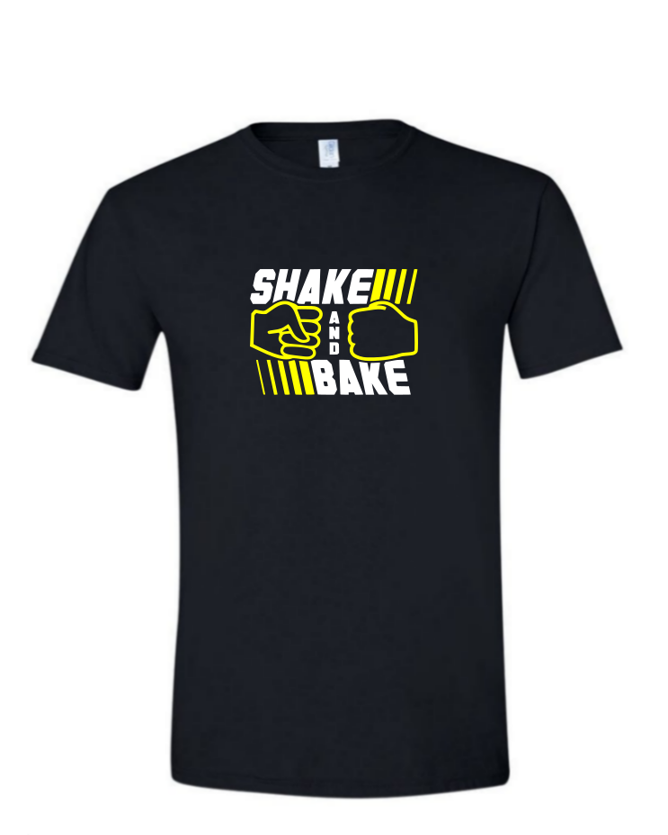 Shake and Bake - (Mens/Ladies Shirt), Style: Mens Softstyle T-Shirt, Colour: Black