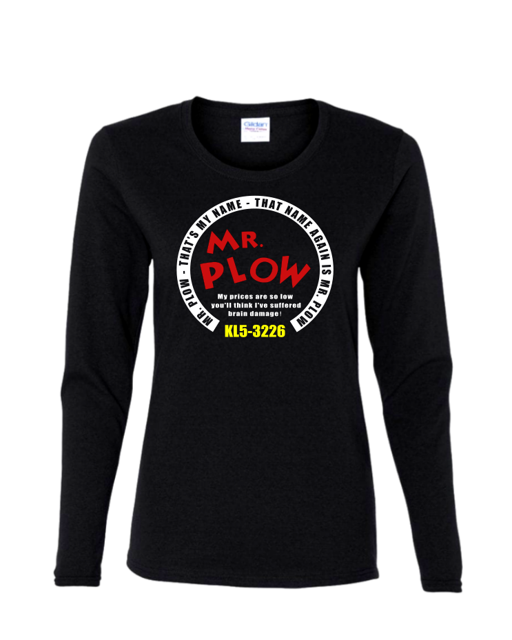 Mr. Plow - Ladies Long Sleeve, Colour: Black