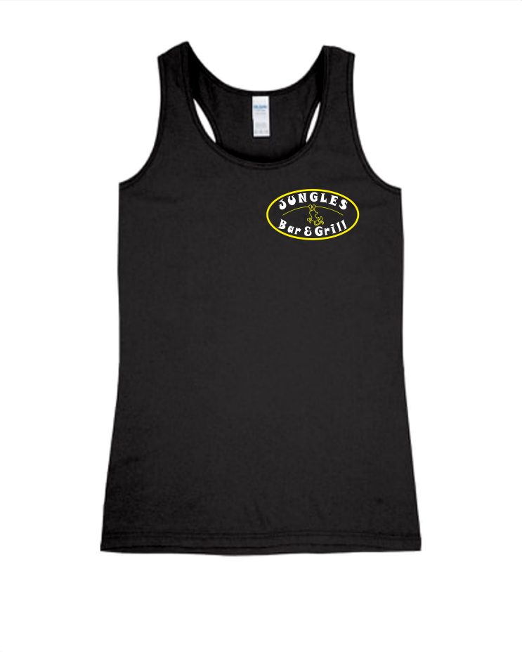 Jungles/Wally&#39;s Merchandise, Logo Choice: Jungles Logo, Style: Ladies Racerback Tank Top, Colour: Black