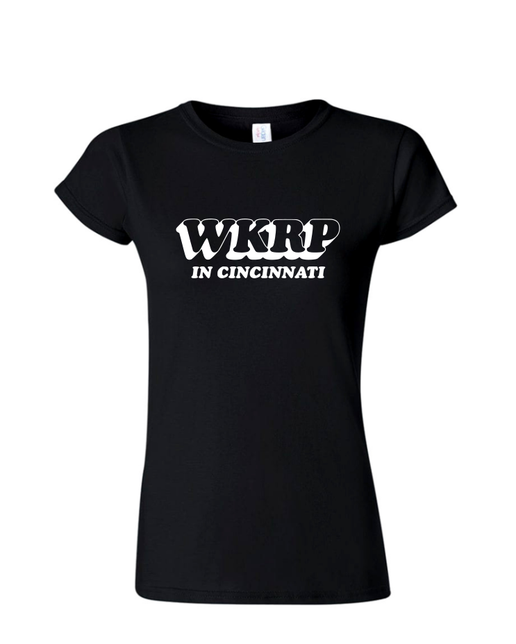 WKRP - Ladies Tee/V Neck, Style: Ladies Fitted Softstyle T-Shirt (Black)