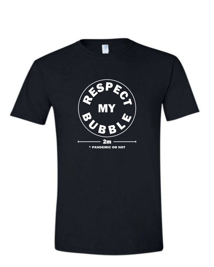 Respect My Bubble - Mens Softstyle T-Shirt, Colour: Black