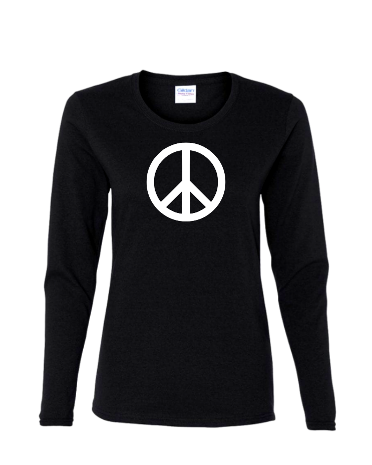 Peace Sign - Ladies Long Sleeve, Colour: Black