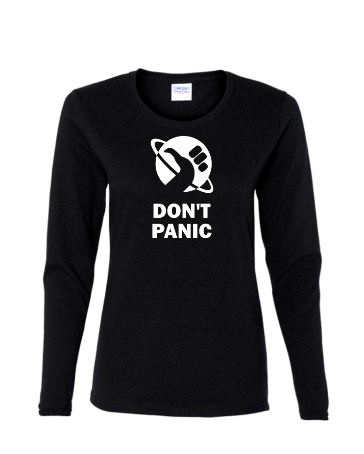 Don&#39;t Panic - Ladies Long Sleeve, Colour: Black