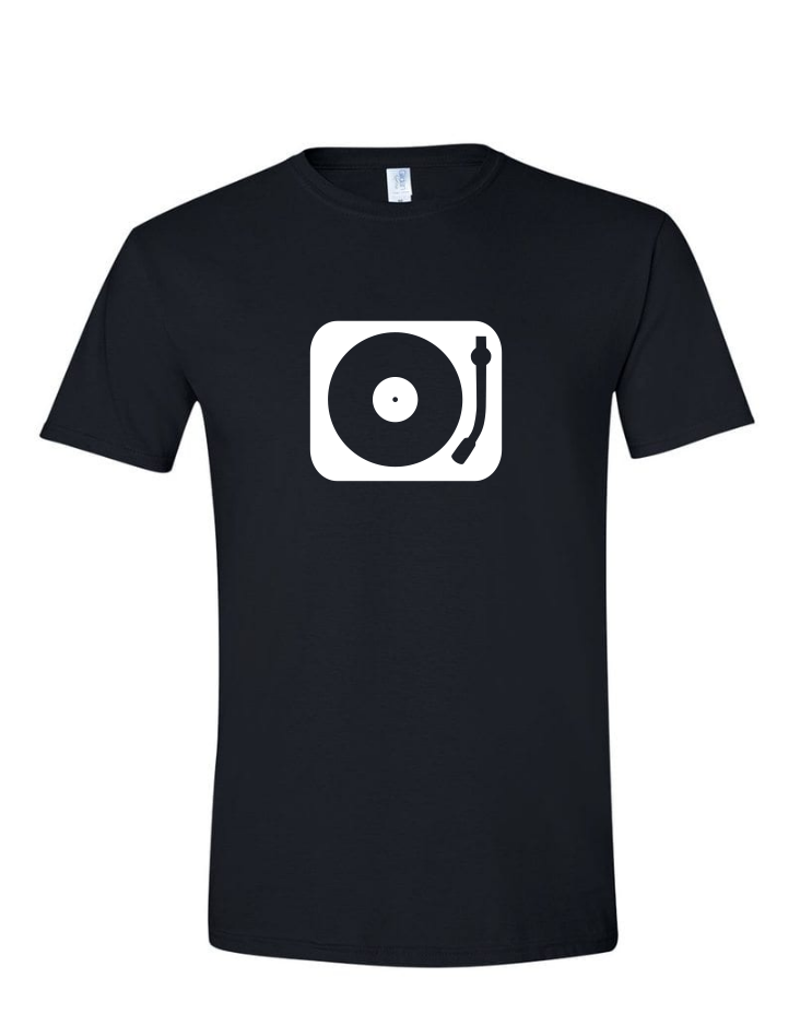 Turntable - Mens Softstyle T-Shirt, Colour: Black
