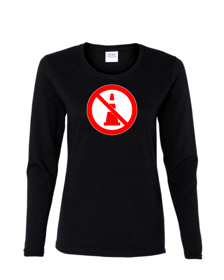 No Cones - Ladies Long Sleeve, Colour: Black