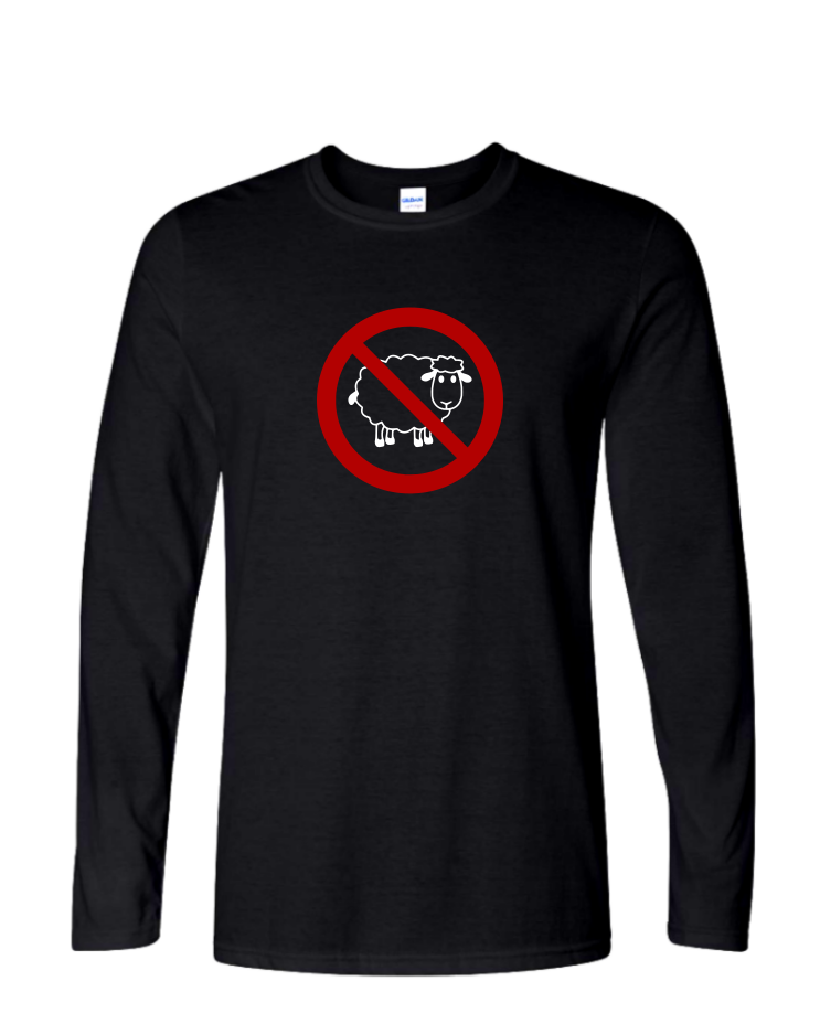 No Sheep - Mens Long Sleeve, Colour: Black