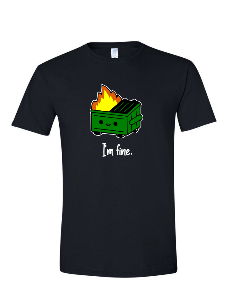 Dumpster Fire - Mens Softstyle T-Shirt, Colour: Black