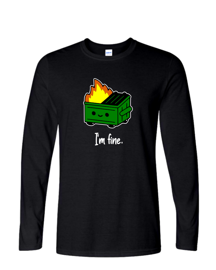 Dumpster Fire - Mens Long Sleeve, Color: Black