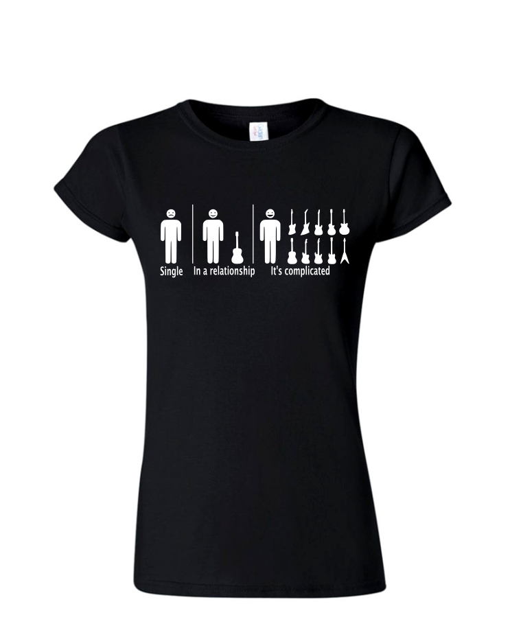 It&#39;s Complicated - Ladies Tee/ V Neck, Style: Ladies Fitted Softstyle T-Shirt (Black)