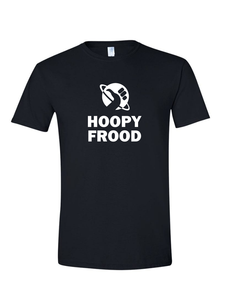Hoopy Frood - (Mens/Ladies Shirt), Style: Mens Softstyle T-Shirt, Colour: Black