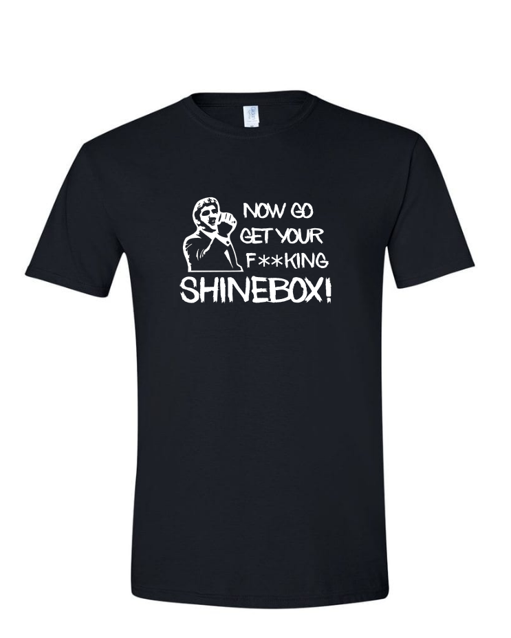 Get Your Shinebox - (Mens/Ladies Shirt), Style: Mens Softstyle T-Shirt, Colour: Black