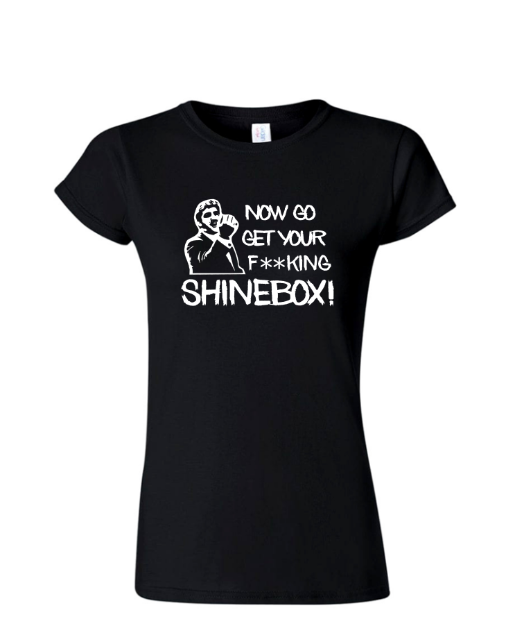 Get Your Shinebox - Ladies Tee/ V Neck, Style: Ladies Fitted Softstyle T-Shirt (Black)