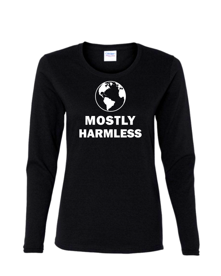 Mostly Harmless - Ladies Long Sleeve, Colour: Black