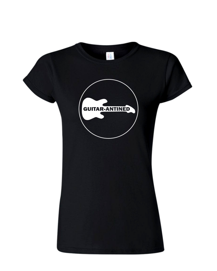 Guitar-antined - Ladies Tee/ V Neck, Style: Ladies Fitted Softstyle T-Shirt (Black)