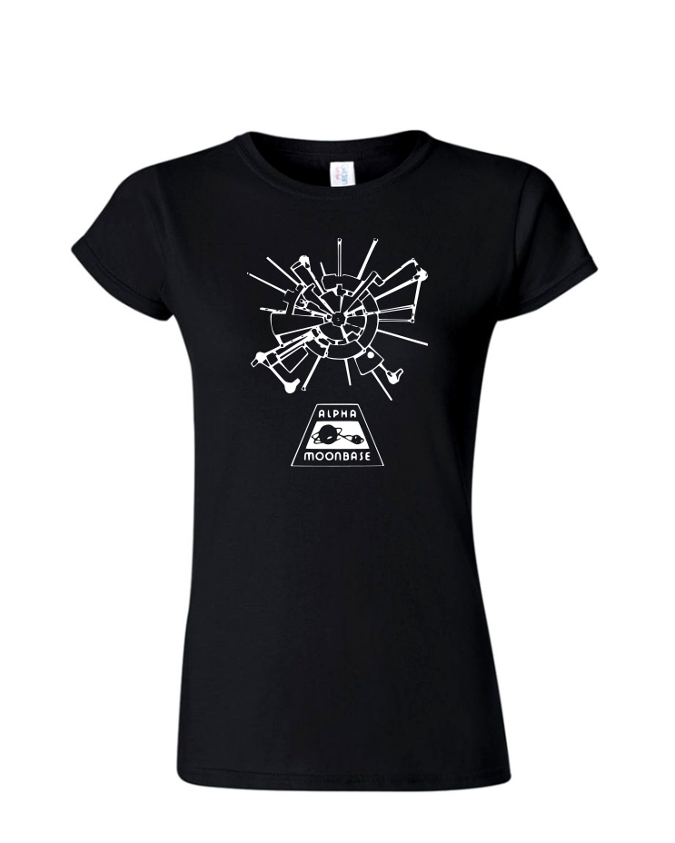 Moonbase Alpha - Ladies Tee/V Neck, Style: Ladies Fitted Softstyle T-Shirt (Black)