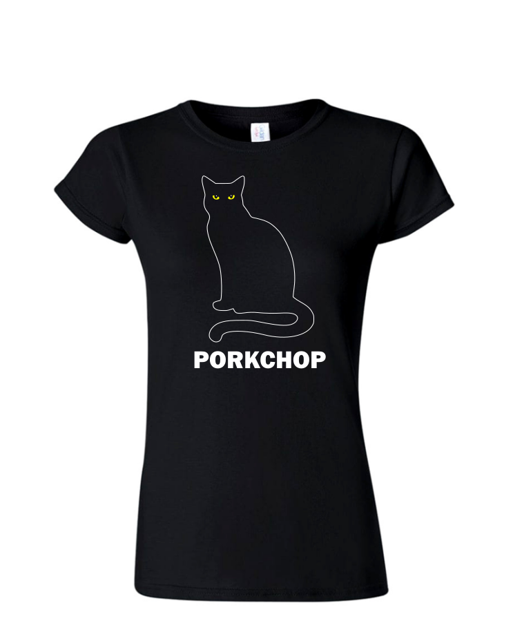 Porkchop - Ladies Tee/V Neck, Style: Ladies Fitted Softstyle T-Shirt (Black)
