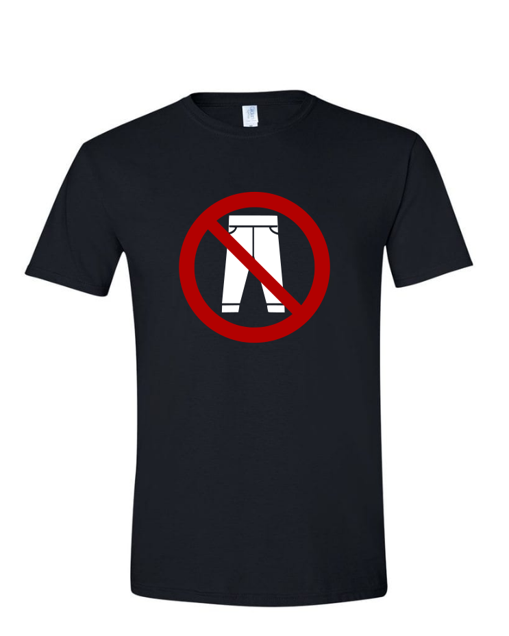 No Pants - Mens Softstyle T-Shirt, Colour: Black