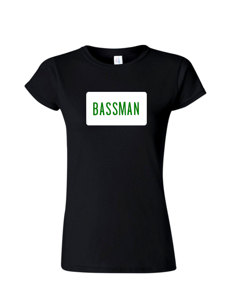Bassman - Ladies Tee/V Neck, Style: Ladies Fitted Softstyle T-Shirt (Black)