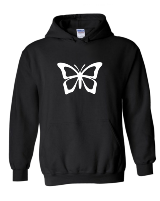 Butterfly - Unisex Hoodie, Colour: Black