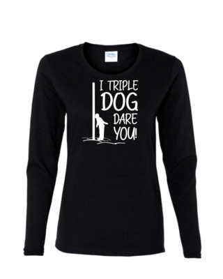 Triple Dog Dare - Ladies Long Sleeve, Colour: Black