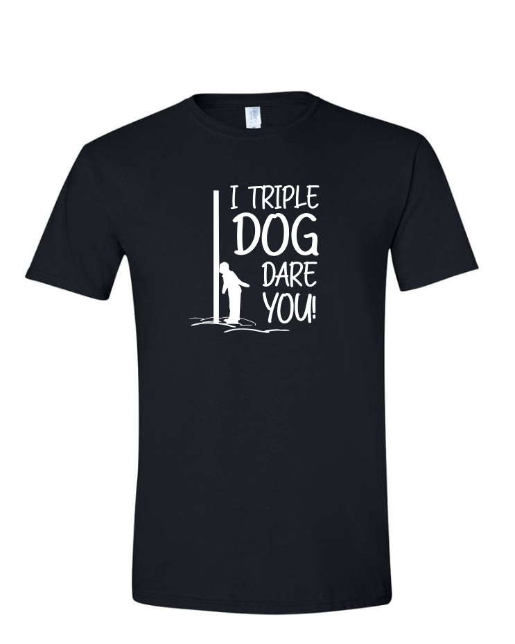 Triple Dog Dare - Mens Softstyle T-Shirt, Colour: Black