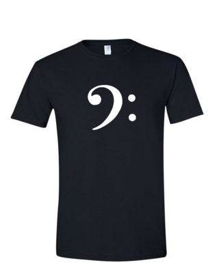 Bass Clef - Mens Softstyle T-Shirt, Colour: Black