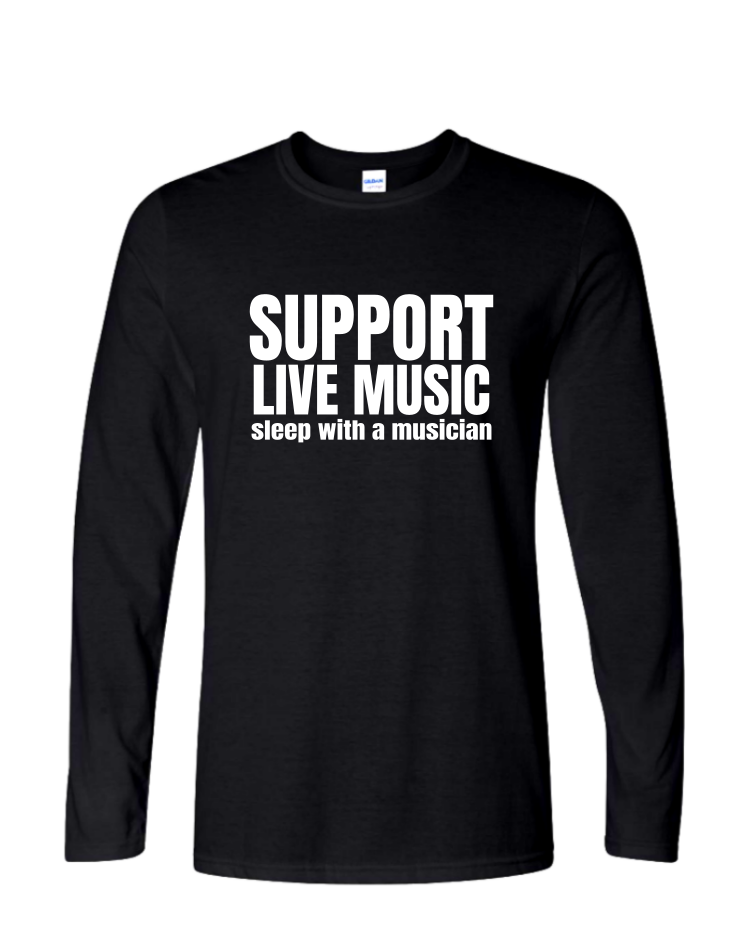 Support Live Music - Mens Long Sleeve, Colour: Black