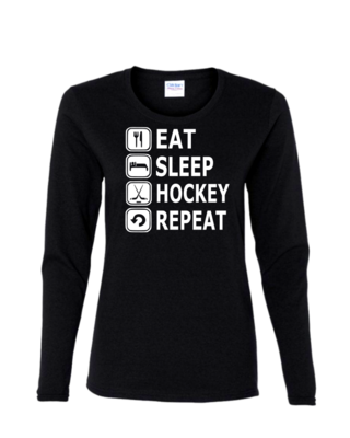 Eat, Sleep, Hockey - Ladies Long Sleeve