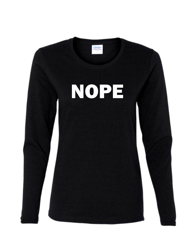 Nope - Ladies Long Sleeve, Colour: Black
