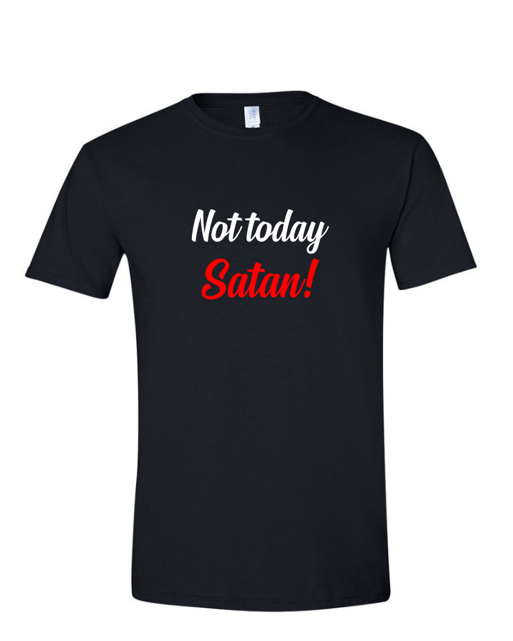 Not Today Satan - Mens Softstyle T-Shirt, Colour: Black