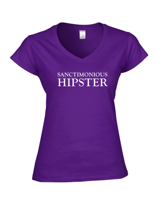 Sanctimonious Hipster - Ladies V-Neck T-Shirt