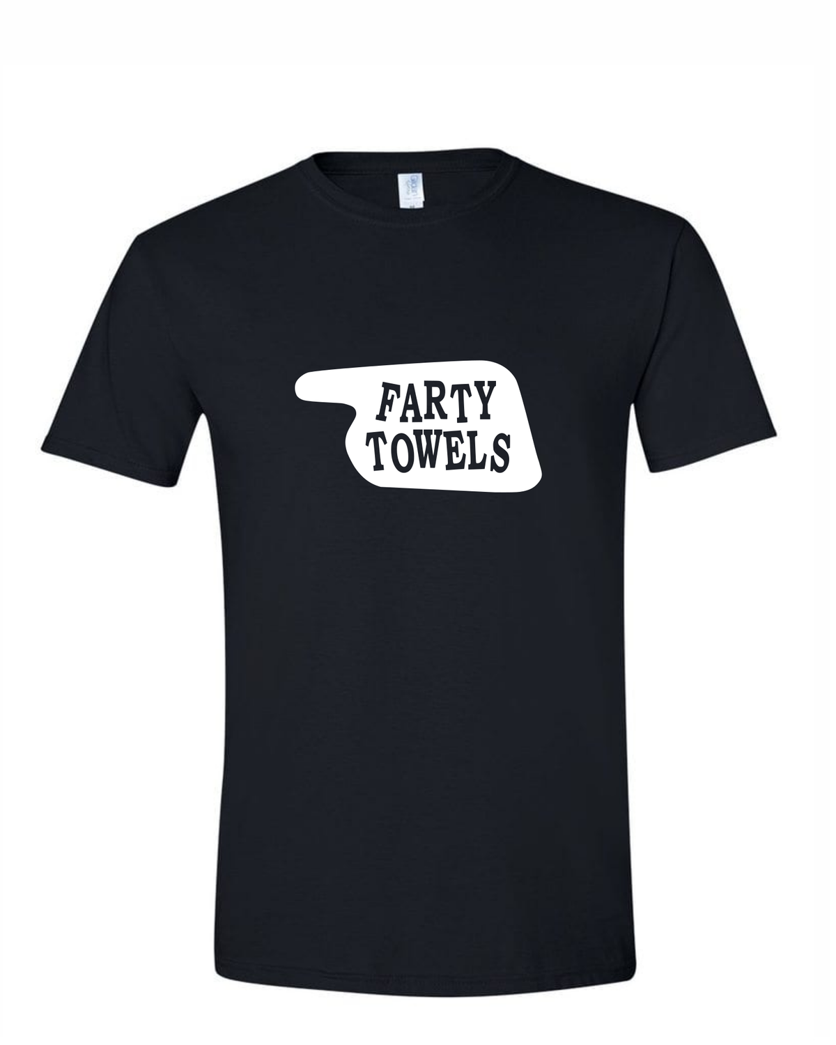 Farty Towels - Mens Softstyle T-Shirt, Colour: Black