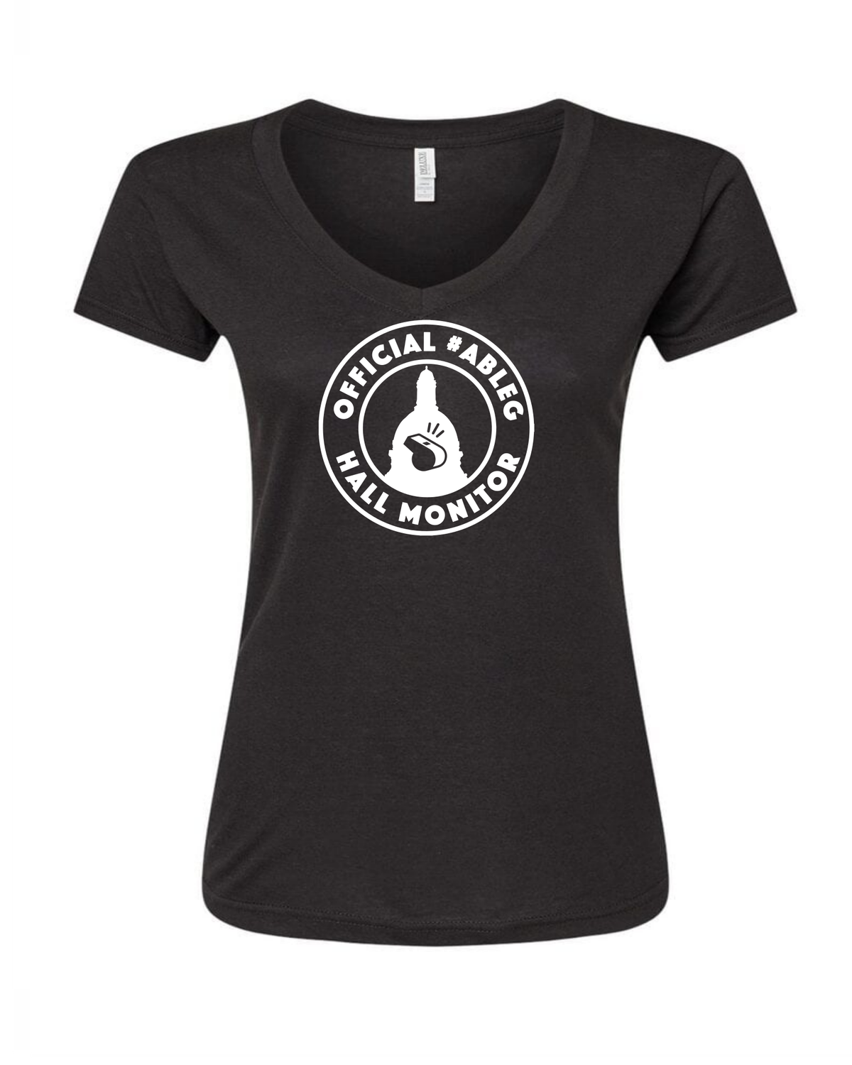 &quot;Official Hall Monitor&quot; Ladies V Neck T-Shirt, Colour: Black