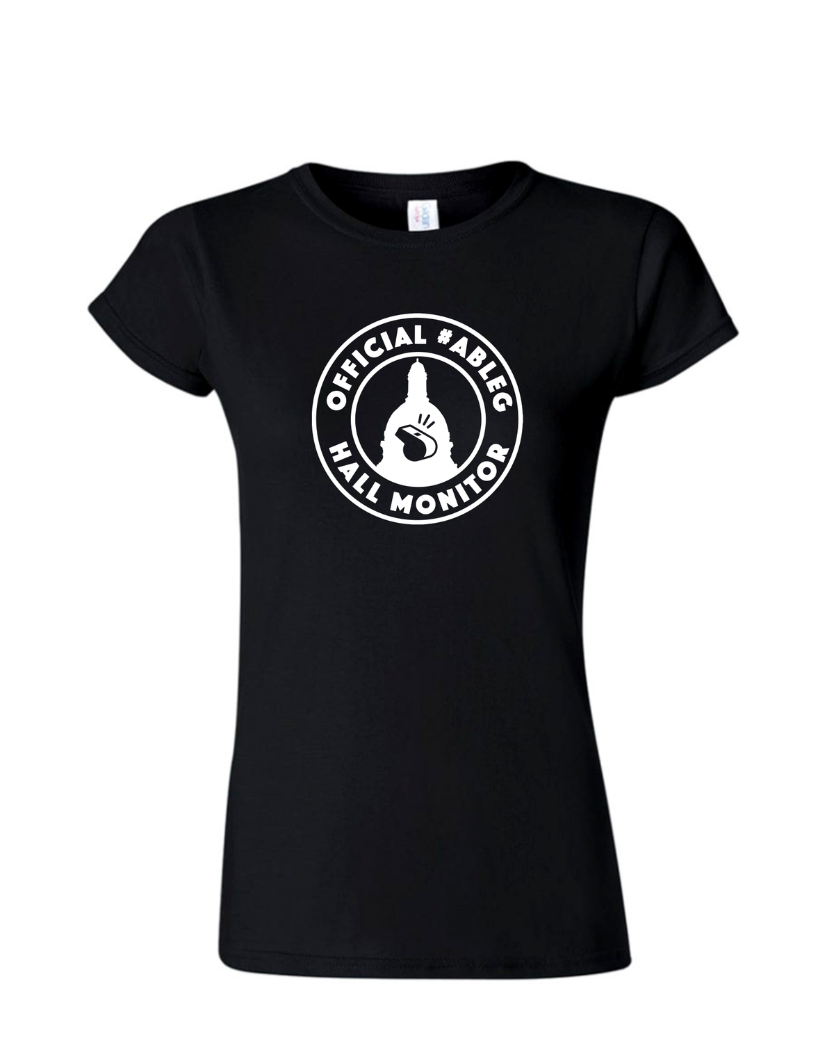 &quot;Official Hall Monitor&quot; Ladies Crewneck T-Shirt, Colour: Black