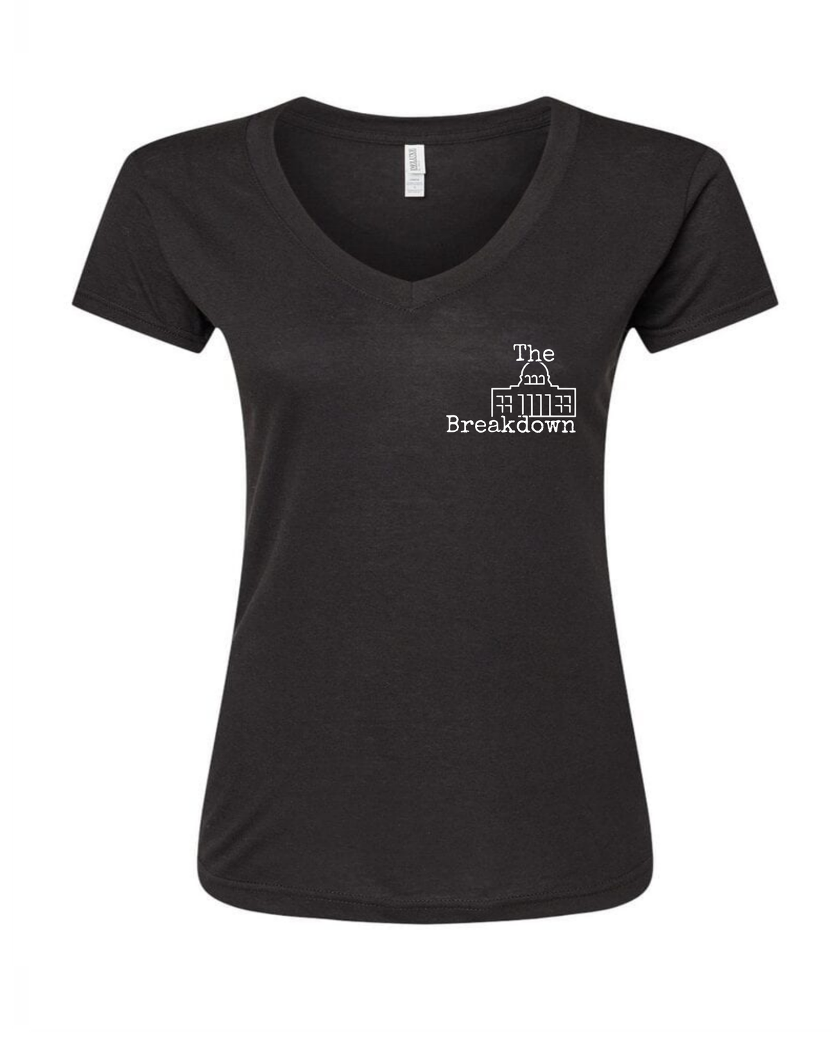 &quot;The Breakdown&quot; Ladies V Neck T-Shirt, Colour: Black