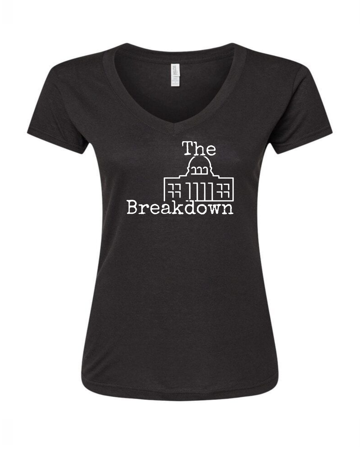 "The Breakdown" Ladies V Neck T-Shirt, Colour: Black
