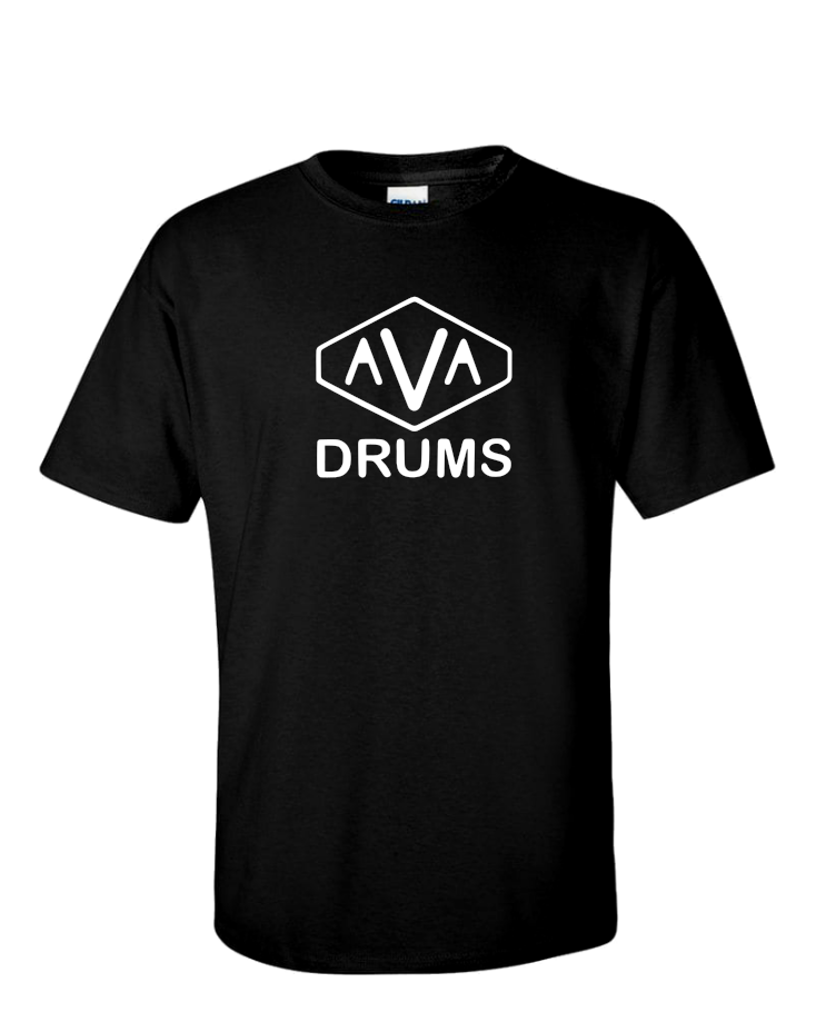 AVA Drums Tank Top, Style: Mens Softstyle T-Shirt, Shirt Colour: Black, Print Color: White (black, if on white items)
