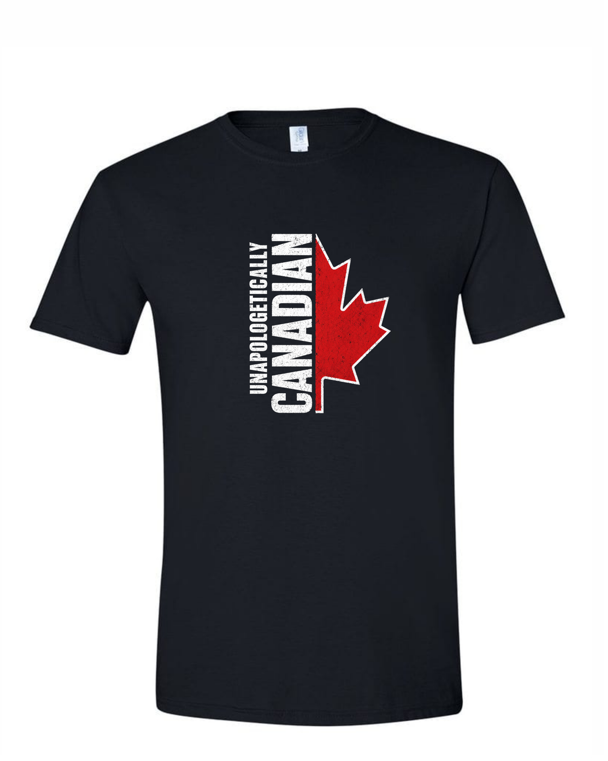 Unapologetically Canadian Flag Softstyle T-Shirt, Colour: Black