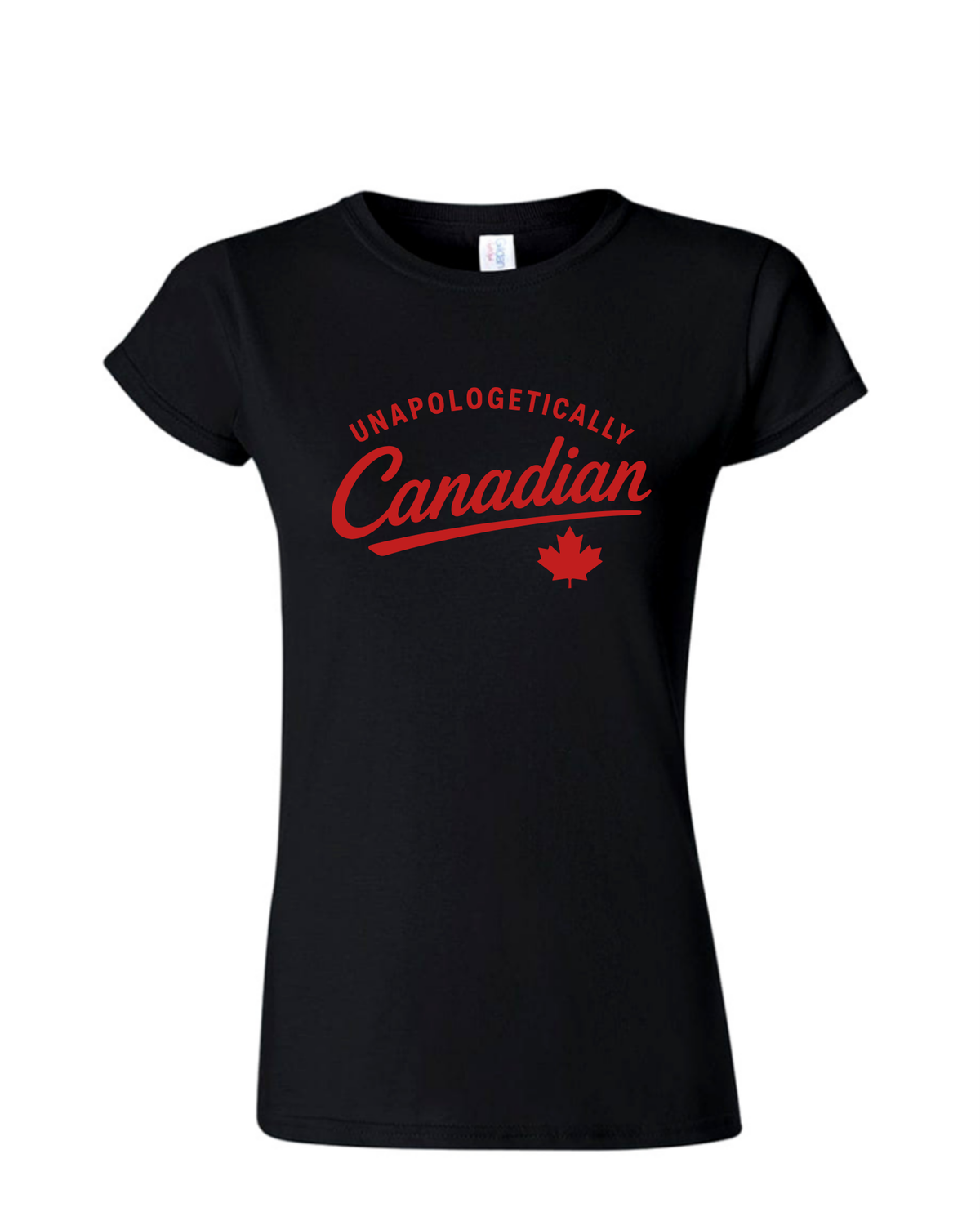 Unapologetically Canadian Ladies Crewneck T-Shirt, Colour: Black