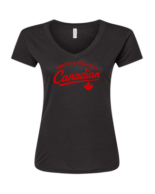 Unapologetically Canadian Ladies V Neck T-Shirt
