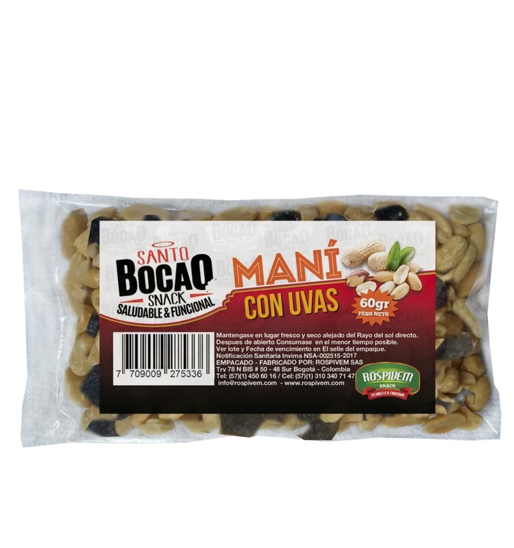 Maní con Uvas
Paquete x 12 Und. (60 gr. C/u)
